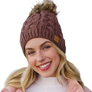 Panache Brown  braided  knit Beanie (32)